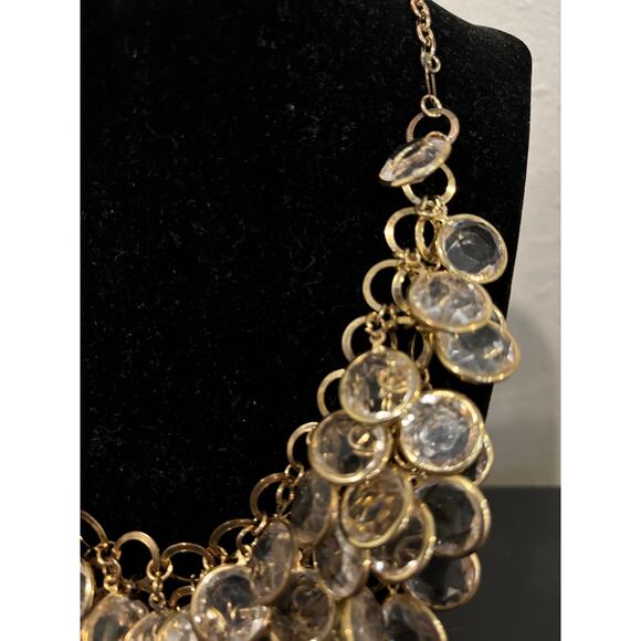 Vintage Cascade Bib Necklace Bezel Set Dangles - Picture 4 of 7
